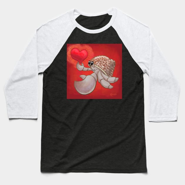 Hermit Crab Love! or Lopsided Claws, Lopsided Heart! Baseball T-Shirt by ErinKantBarnard